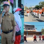 Sekda Dompu, Lepas 688 Regu Gerak Jalan Putri 8 KM Di Lapangan Sepak Bola Monta Baru.