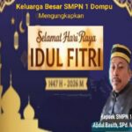 Kepsek Beserta Seluruh Keluarga Besar SMPN 1 Dompu, Ucapkan Selamat Hari Raya Idul Fitri 1447 H, Minal Aidzin Wal Faidzin.